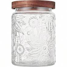 23.7 Fl Oz Vintage Glass Jar With Wooden Lid, Airtight Decorative Food Storage Canisters For Kitchen Counter, Ideal For Candy, Sugar, Coffee, Salt, Tea - Nhiều màu - Xem 1
