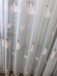 1pc Embroidered Tulle Curtain With Dancing Girl Design, Princess Style For Yoga/Dance Studio - Multicolor - View 7