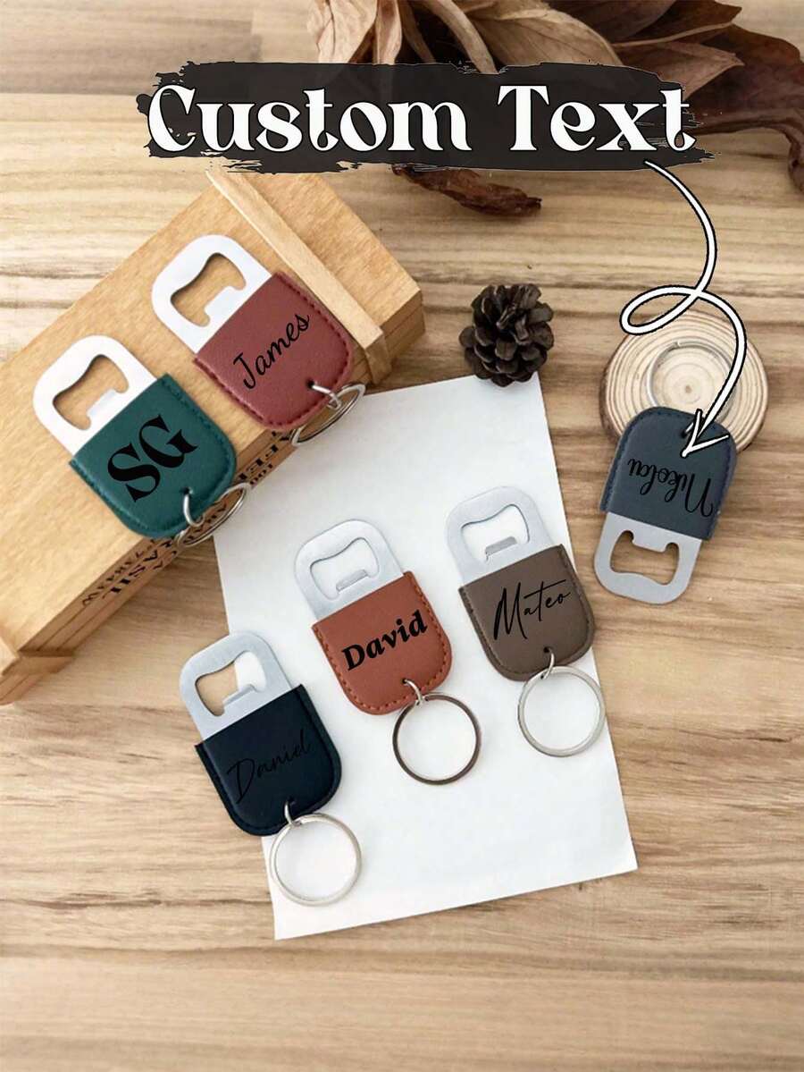 Personalized Bottle Opener Keychain, Logo Bottle Opener, Leather Case Bottle Opener, Stainless Steel Beer Bottle Opener, Bottle Opener Keyring, Boyfriend Gift, Gift For Him, Birthday Gift, Groomsman Gift