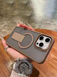 奢华磁吸无线充电保护壳，带支架，哑光表面，兼容三星S23/S24/S25 Ultra Plus，兼容 17，防震软边框，金属摄像头保护盖 - 沙漠金 - 查看 7