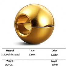 1pc 12mm (1/2 Inch) Round Ball Ear Plugs, Suitable For Stretched Earlobes, 316L Stainless Steel Material, Unisex Punk Style Piercing Jewelry - 1455 - View 12