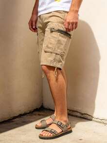 Men's Cotton Cargo Shorts Multi-Pocket Outdoor Durable Utility For Outdoor Activities Urban Daily Wear Fishing Trekking Travel Casual Style - 卡其色 - 查看 1