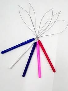 6pcs Sewing Accessories Tools, Handmade Sewing Helpers - Thread Guide, Needle Threader, Wig Hook, Bead Threader, Hair Extension Puller, Hair Extension Pliers In Red, Purple, White, Black, Pink, Blue - Plastic Handle Threader - View 6