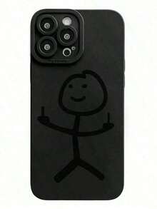 Fashionable Smiling Face Painted Anti-Drop Perforated Black Minimalist Protective Phone Case Compatible With  16/15 XR/7/8/16 ProMax/13 Case/ 15 ProMax/12 ProMax/13 ProMax/14 ProMax 13 14 11 12P14 Women P11 Soft Shell P12 Anti-Drop XS. XR/78P. 78GES2 Compatible Galaxy RedmiFOR-YOUR-BELOVED-PHONE Christmas Gifts Christmas Gifts - 1pc - 查看 3