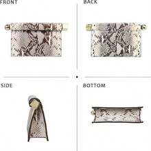 Shiny Metallic PU Leather Purse Bag Novel Square Glossy Folding Handbag For Dinner Wedding Banquet Prom - Da rắn - Xem 4