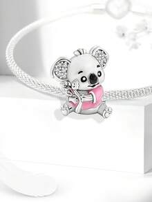 2 piezas de cuentas colgantes de koala y elefante, adecuadas para hacer pulseras DIY, joyería de mujer - Plateado - Ver 3