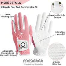 FINGER TEN 1pc Women's Golf Glove Left Hand, Breathable Mesh Material All-Weather Grip, Provides Excellent Feel And Performance, Suitable For Right-Handed Users - Pink - View 4