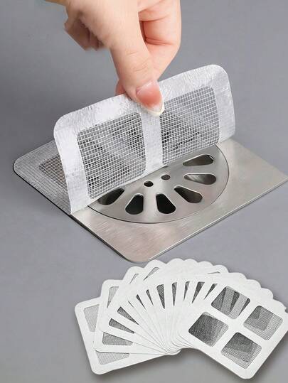 10/30/50/100pcs Drain Filter Stickers, Kitchen Sink Catcher, Bathroom Shower Hair Catcher, Disposable Drain Cover Stickers, Bathroom Accessories