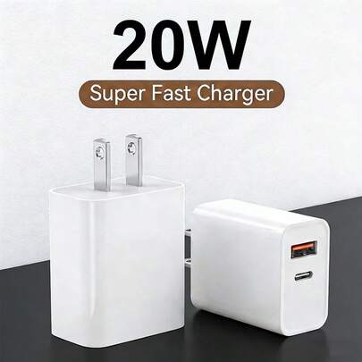 1-2个20W双端口USB C + USB A墙式充电器，快速充电适配器，兼容 17/16/15/14/13/12系列，