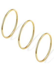 BaoDeFeer 18K Gold Color Oxidation-Resistant Ring Set For Men & Women, Minimalist Delicate Commitment Rings Suitable For Index, Little, Thumb Fingers, Size 3-10, Comfortable Wear, Elegant For Wedding & Daily Use - Gold - View 1