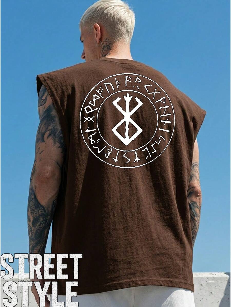 Camiseta Regata Machão Anime MAnga Animação Japonesa Fantasia Medieval Berserker Guts Dragon Slayer Estigma Geek Unissex Masculino Feminino 100% Algodão Top Premium Streetwear Lançamento Envio Imediato Varias Cores!! - Marrom - Visão 1