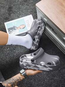 Splash Ink Platform Sandals - Fashionable Thick-Sole Hollow Out Clogs-Style Shoes - Grey - View 5