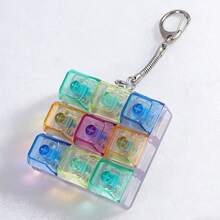 1 móc khóa giảm căng thẳng, đồ chơi thư giãn mini, móc khóa bàn phím thời trang - Phụ kiện để bàn độc đáo, giảm căng thẳng, làm từ PVC/Acrylic/Kim loại, khóa càng cua, thích hợp để treo trên túi xách và ba lô, trang trí hàng ngày, quà tặng ngày lễ - Bạc - Xem 6