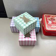 10pcs 4x4x2.5 Inch Easter Cookie Boxes, Rabbit Window Baking Boxes, Pie Boxes, Chocolate Strawberry Boxes, Fragile Heart-Shaped Boxes, Cooked Food Boxes, Cake Boxes, New Year Gift Packaging & Storage - Paper - View 2