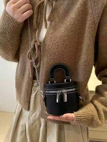 2026新款批发独特高品质化妆盒、迷你口红包、女士单肩斜挎包 - 黑色 - 查看 5