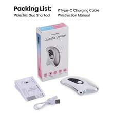 Hailicare Masajeador Gua Sha con calefacción y vibración, pantalla LCD, multiusos, portátil para oficina, viaje y regalo de festival - Blanco - Ver 11