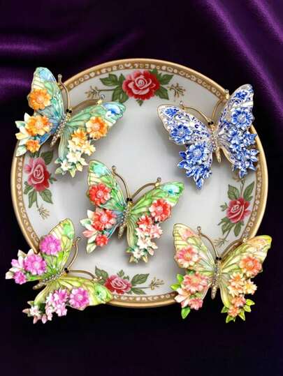Baroque Luxury Colorful Butterfly Brooch | Elegant Zinc Alloy Jewelry Accessory For Men And Women, Ideal For Wedding And Holiday Gifts