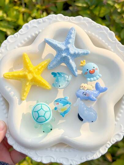 5/8pcs/Set Ocean Series DIY Shoe Decorations, Starfish, Whale Accessories, Detachable Shoe Flowers, Suitable For Sandals, Beach Shoes, Garden Shoes, Holiday Gifts, Shoes With Holes