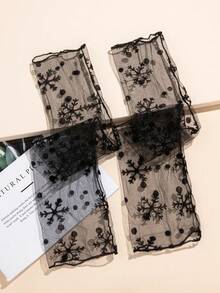 1 Pair Transparent Mesh Long Gloves - Black-14719 - View 4