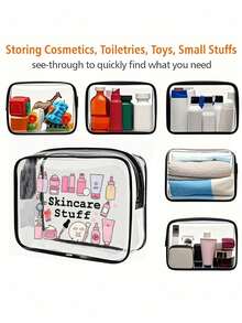 Túi đựng đồ du lịch PVC chất lượng cao, dung tích lớn, có khóa kéo - Túi đựng mỹ phẩm và đồ dùng vệ sinh cá nhân nhẹ, chống phai màu, phù hợp cho phụ nữ và bé gái, túi trang điểm xách tay được TSA chấp thuận, thiết kế dễ lau chùi, túi đựng đồ công nghệ cao | Thẩm mỹ hiện đại | Chất liệu chống phai màu - Nhiều màu - Xem 4