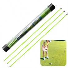 FINGER TEN 高尔夫球瞄准杆 3 支装 可折叠高尔夫练习杆，用于瞄准、推杆、全挥杆训练、姿势矫正，配有透明管状收纳盒，高尔夫训练器材 - 綠色 - 查看 7