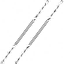 2 Pack - Stainless Steel Ear Spoon Portable Double-Ended Ear Pick Ear Wax Removal Tools Cleaning Ear Cleaner Spoon Spiral Ear Clean Tool - 1 - 查看 1