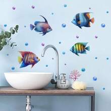 BRUP 1/2 Sheets/Set Floating Animal Friends Wall Stickers,Koala Seal Fox Squirrel In Ocean Wave, Summer Beach Theme Decals For Kids Playroom Or Nursery Wall, Removable Peel And Stick, Whimsical Underwater Adventure Theme Children's Growth Height Stickers - Multicolor - View 11
