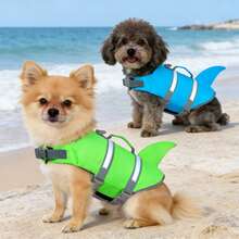 Metglad 宠物救生衣泳衣，带反光条 - 可调节高能见度背心，高浮力防撕裂狗狗泳衣，适合小型、中型和大型犬 - 青碧色 - 查看 8