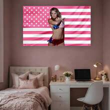 Erica  Pink USA Flag |   Lois Lane Smallville Banner |   Y2K TV Icon Wall Decor |   Aesthetic Dorm  Frat Flag - 白色1件 - 查看 4