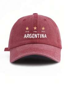 1Pcs Men Washed Casual Baseball Cap Simple Casual Stylish And Retro With Function Lightweight And Breathable And Versatile Soccer Fan Hat Weekend Trip Hat Outdoor Activity Hat Suitable Camping Adventure Hat Fishing Trip Hat Hiking Excursion Hat With Argentina 3-(1978, 1986, 2022) Graphic Print Classic Curved Brim Visor Spring Travel Hat-Hop Street Style Hat Daily Leisure Hat - Printed baseball cap - 查看 7