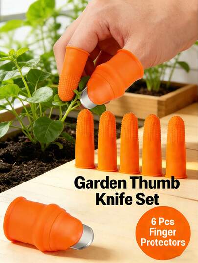 1/2/4 Sets - 6-Piece Silicone Thumb Knife - Easy-To-Grip Vegetable And Fruit Picking Tool, Stainless Steel Blade, Suitable For Gardeners And Plant Care, Horticultural Thumb Cutter | Ergonomic Design | Durable Silicone Material, Suitable For Fruit And Vegetable Picking, Potted Plant Trimming, Portable Horticultural Tool
