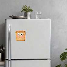 Blushing Cheek Toast Buddy Magnet: Big Round Eyes & Small Mouth, Toast Texture With Air Holes, Sticker Edges - A Cute Shy Little Piece To Decorate Your Fridge - B - View 4