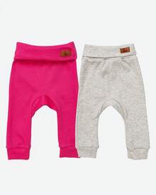 Set Of 2 Baby Culotte Pants - Without Waistband - 粉紅色/香蕉混合 - 查看 1
