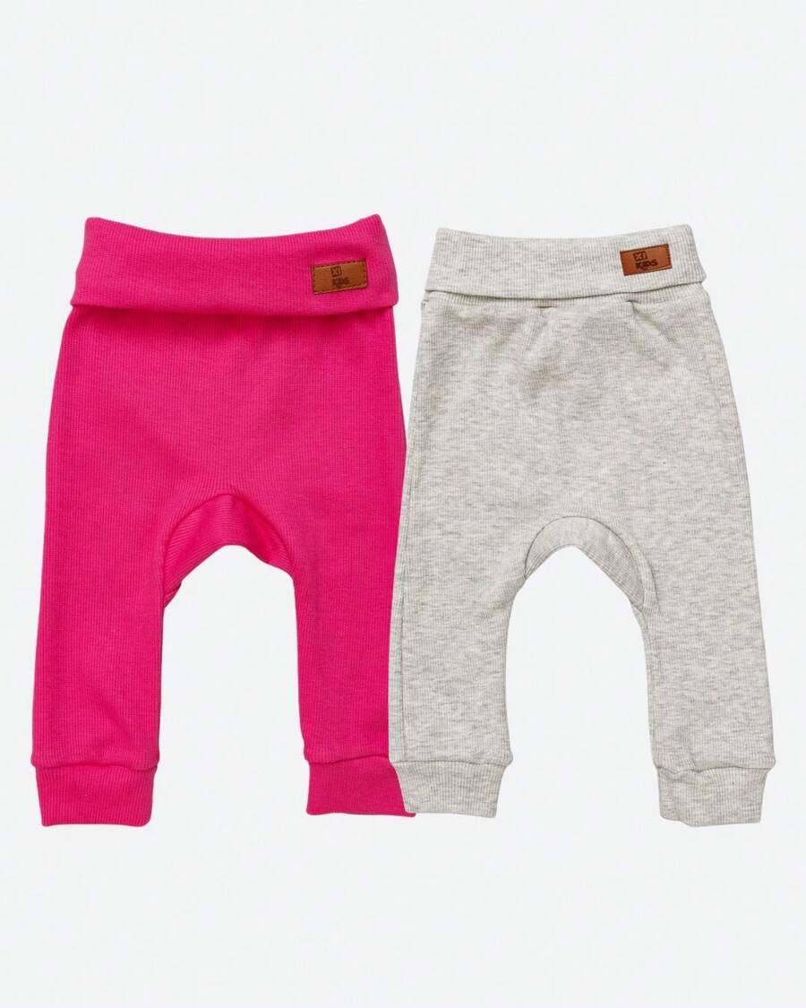 Set Of 2 Baby Culotte Pants - Without Waistband - 粉紅色/香蕉混合 - 查看 1