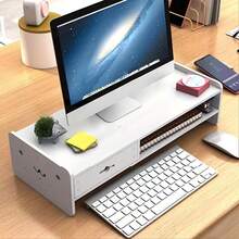 1pc Ergonomic Height Adjustable Computer Monitor Stand, Multi-Layer Storage Design Desktop Organizer With Pen Holder, Office Desk Monitor Shelf, Computer Screen Stand, Multi-Functional Storage Area - A - View 6