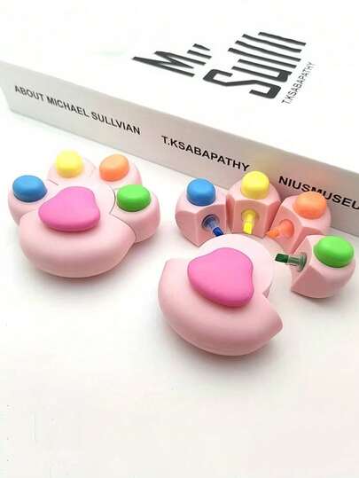 5pcs/Set Colorful Cat Paw Shaped Fluorescent Highlighter Pens, Cartoon Stylish Marker Pens, Suitable For Students And Stationery Lovers, Creative Supplies, Back To School, Holiday Gift