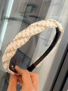 1pc Women's Black Gold Thread Braided Headband, Elegant Autumn/Winter Braided Headband, Slightly Raised Crown Design Makes Face Look Smaller, Suitable For Daily Wear, Parties, And Galas Hair Band Diadema Hair Hoop - Black - View 3