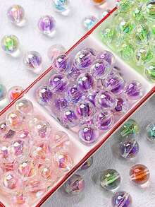30pcs 16mm Random Style Acrylic Transparent Electroplated Candy Heart Colorful Beads, Suitable For DIY Jewelry Making - Great For Bracelets, Keychains And Accessories - Multicolor - View 4