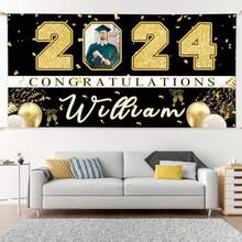 1pc Personalized Graduation Banner With Photo Name Class Of 2026 Custom Graduation Backdrop Congratulations Graduate Party Decorations Supplies Congrats Grad Banners Yard Sign Graduation Gifts - Màu3 - Xem 3