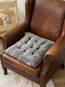 1pc Anti-Slip Cushion Pad, Thick Plush Seat Cushion For Student, Classroom Bench, Office Chair - Gray Seat Cushion - View 6