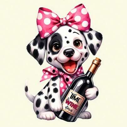 1 Stück/2 Stücke/3 Stücke süßer Tupfen Welpen rosa Schleife Flasche Bügelbild - DTF Aufbügler, geeignet für T-Shirt, Hoodie, Jeans, Rucksack, Kissen | Einfach anzuwenden, ohne Nähen erforderlich