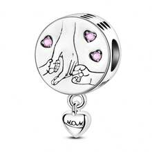 1 pieza Colgante con cuentas plateado, Serie del Día de la Madre letra MOM, Elefante, Conejo, Corazón, Árbol de la Vida, Hija y Madre, Adecuado para pulsera, collar, manualidades de joyería, regalo del Día de la Madre para mamá - Plateado - Ver 12