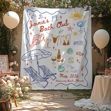 1PC Custom Beach Club Bachelorette Tapestry Coastal Themed Bachelorette Banner Miami Bach Club Bridal Party Shower Beach Bachelorette Decor, 5 Sizes Available - trắng - Xem 3