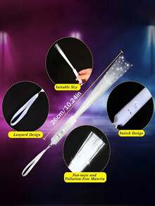 6 que sợi quang phát sáng LED, que sợi quang phát sáng màu trắng, thanh sợi quang phát sáng LED, que LED nhấp nháy, thích hợp cho tiệc phát sáng, đồ dùng tiệc phát sáng unisex, thích hợp cho tiệc tùng, đám cưới, lễ hội, buổi hòa nhạc, quán bar, tiệc đêm, quà tặng phát sáng cho gia đình - Trắng - Xem 9