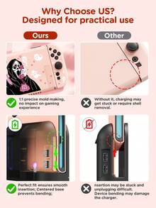 Ayotu Death & Heart & Ghost Themed Switch Protective Case, Suitable For New Switch 2 (2025)/Switch NS/Switch OLED, Can Be Installed On The Dock Without Removing The Protective Case, Universal Game Controller Protective Cover, Comes With 2 Joystick Caps, Switch Gaming Accessories, Anti-Fall And Anti-Scratch, Spring Romance/Back To School Gift/Valentine's Day Gift - Xem 3