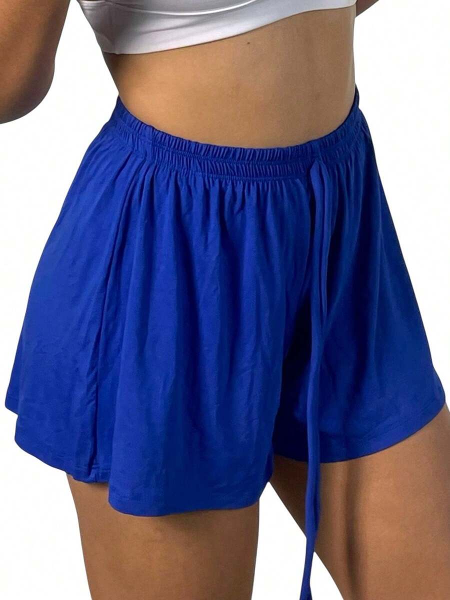 Women's Shorts Loose High Waist New Viscolycra Mesh Breeze - Blue - View 1
