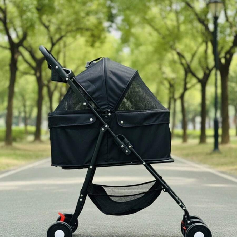 CARRINHO DE PASSEIO PARA ANIMAIS DE ESTIMAÇAO PET - Preto - Visão 1