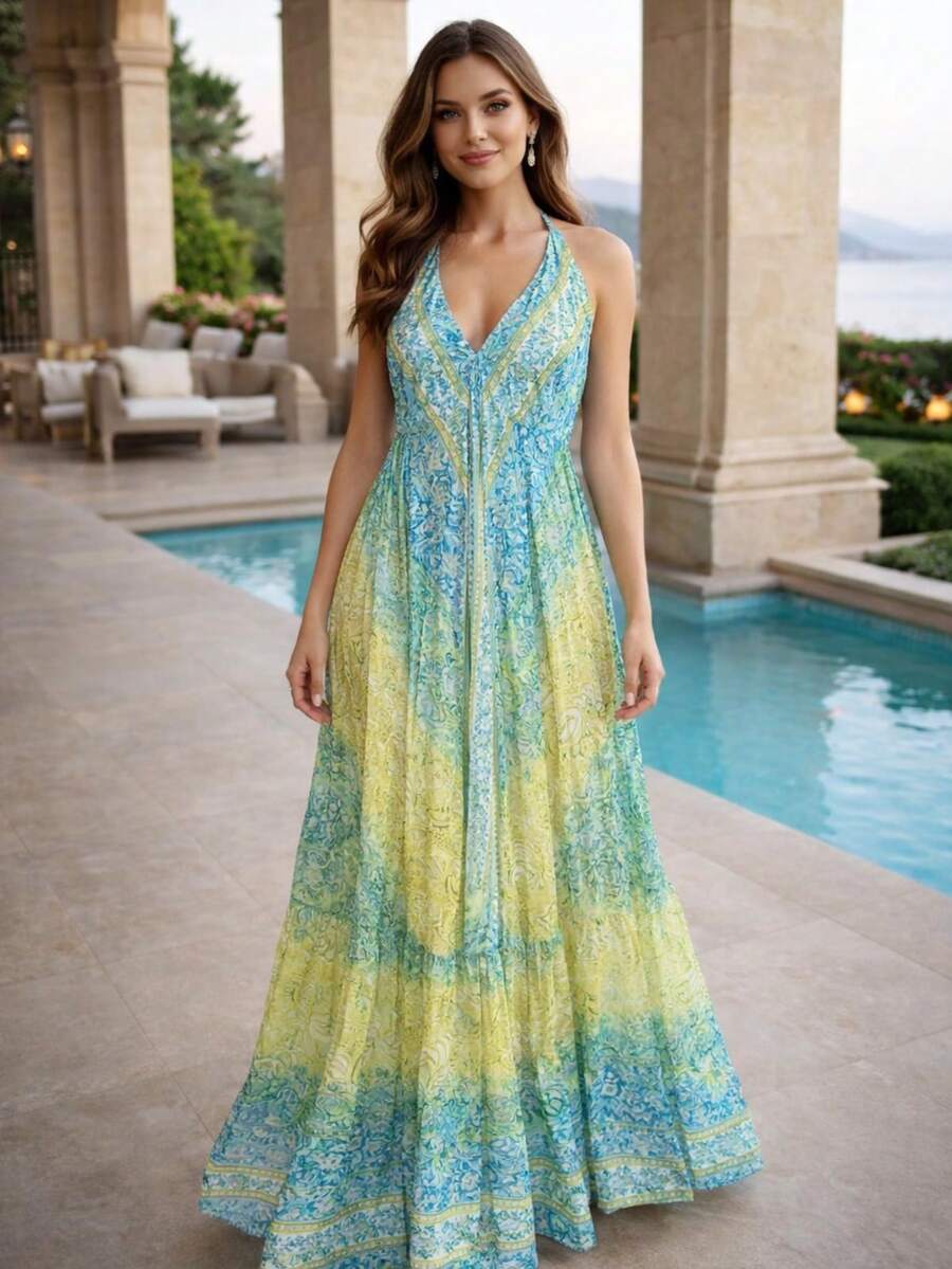 Silk Dress Chic Women's Fashion - Yellow - View 1