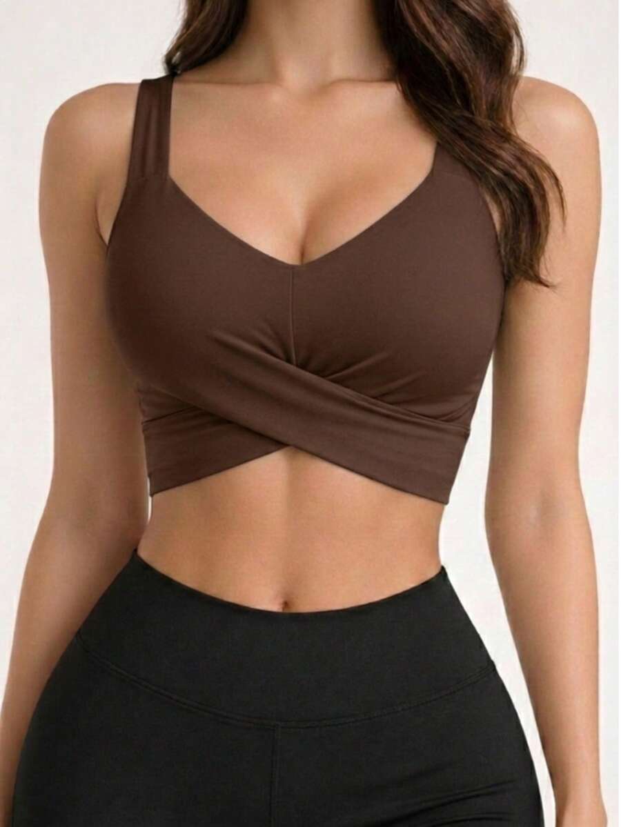 Women's Cropped Top In Spandex With Padded Cups, Super Comfortable, Summer Fashion. - Rust Brown - View 1