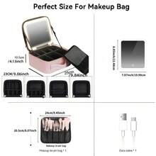 EOLOVA 3-Level Adjustable Brightness LED Cosmetic Bag, Large Capacity Portable Makeup Organizer With Adjustable Dividers, Suitable For Home, Travel And Hotel Use - Multicolor - View 7